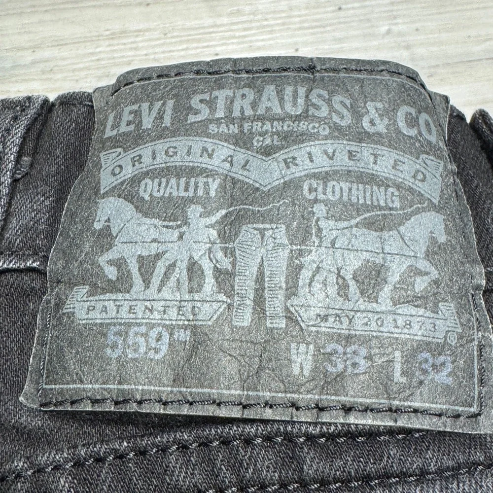 Levi's Denim 559 Black Relaxed Straight‎ Jeans Mens 38x32 (36x30.5)